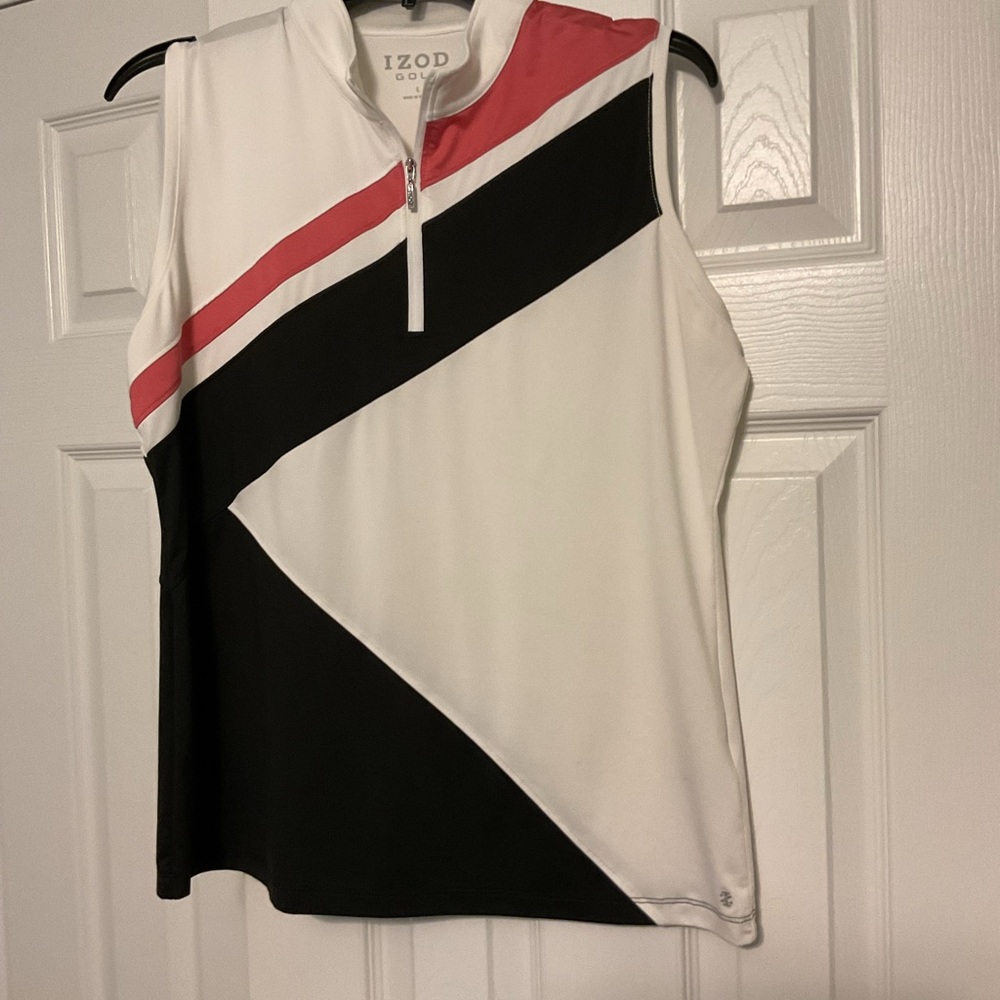 IZOD Women's Colorblock Tank Top - Black, White, Pink